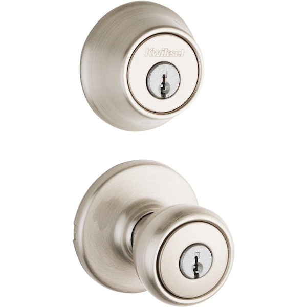 Satin Nickel Deadbolt and Door Knob Combo